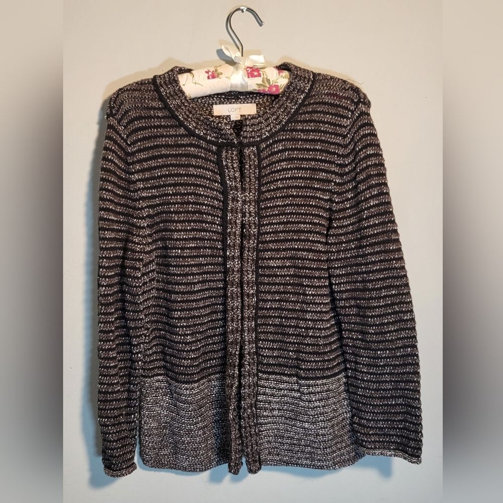 LOFT Sweater | Cardigan | Knit Jacket | Shacket | Hook & Eye Close | size Large